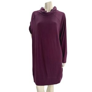 Joe Fresh Active Plum Purple Funnel Neck Raglan Sleeve Tunic Athleisure Lounge